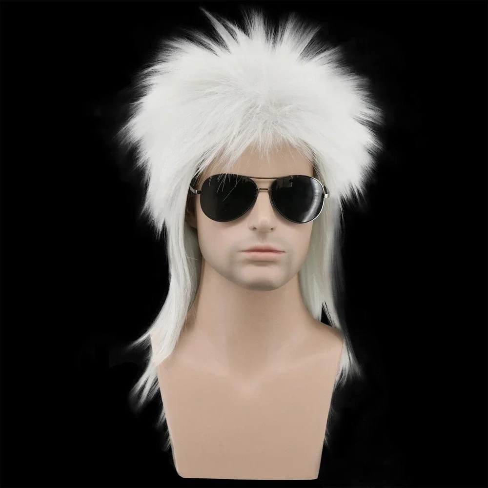 NWT Karlery Unisex Silver Gray Mullet Wig 70s 80s Heavy Metal Costume